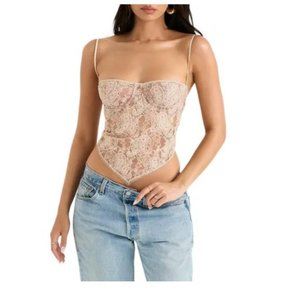 House of CB Fernanda Semisheer Crop Lace Camisole